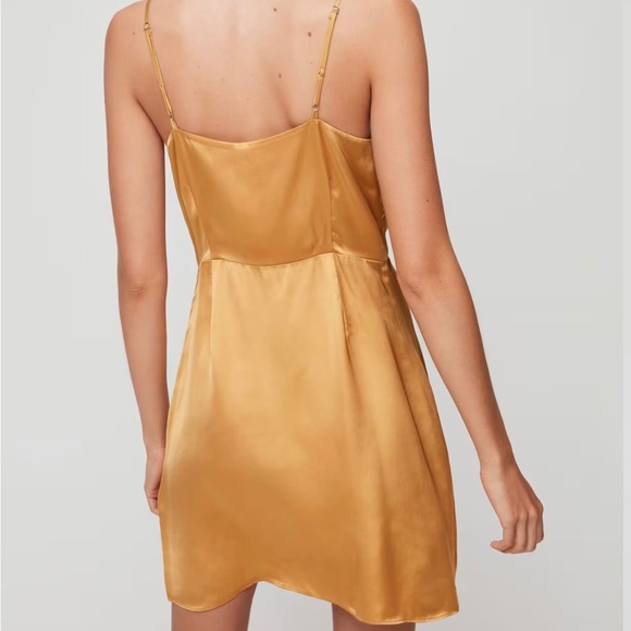 Aritzia Olive green satin dress - Picture 2 of 5